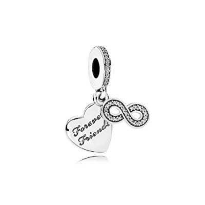 Abbildung von Pandora Forever Friends Heart Dangle Charm, Damen, Größe: One Size, Sterling silver