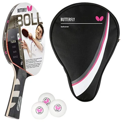 Abbildung von Butterfly 1x Timo Boll Platin 85025 Tischtennisschläger + Hülle 3x TT Bälle