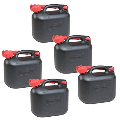 Abbildung von hünersdorff 5er Set: 5X Benzinkanister 5 Liter schwarz Kraftstoffkanister Made in Germany!