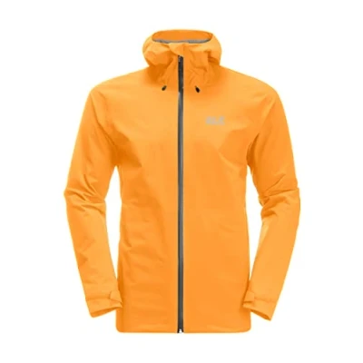 Abbildung von Jack Wolfskin Highest PEAK Regenjacke / wasserabweisende Jacke, Herren, Größe: Small, Orange pop