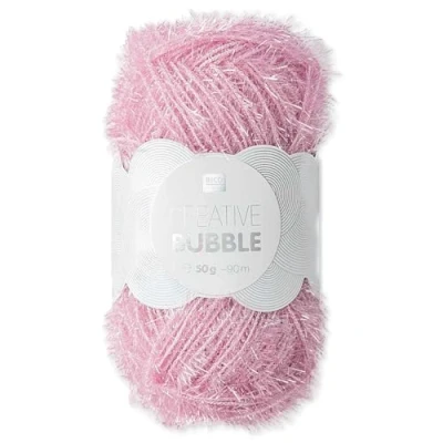 Abbildung von Frida&#039;s Wollhaus Rico Design 50 g Creative Bubble Schwammgarn Wolle Stricken Häkeln 57 Farben (020 Flieder)