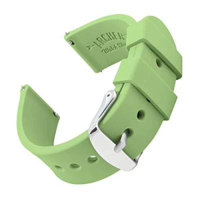 Abbildung von Archer Watch Straps Uhrenarmbänder aus Silikon mit Schnellverschluss (Grüner Tee, 22mm)
