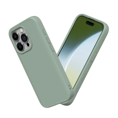 Abbildung von RhinoShield Case kompatibel mit [iPhone 15 Pro] SolidSuit Stoßdämpfende &amp; schlanke Schutzhülle Premium Finish 3.5 Meter Fallschutz Salbeigrün