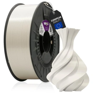 Abbildung von WINKLE PLA Silk Filament (Seide) schneeweiß, 3D Drucker Filament, 1,75 mm, 300 g, weißes PLA, glatte und seidige Oberfläche, Maßgenauigkeit, Spule mit g