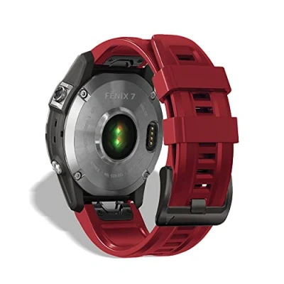 Abbildung von KeeFos 22mm QuickFit Armband Kompatibel mit Garmin Fenix 7/Fenix 6/Fenix 6 Pro/Fenix 5/Fenix 5 Plus, Silikon Ersatzarmband Herren Damen für Forerunner 935/945/Epix Gen 2 (Rot)