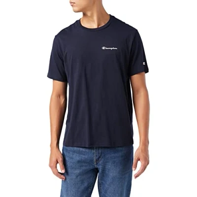 Abbildung von Champion Herren American Classics Small Script Logo S T Shirt, Marineblau, M