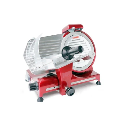 Abbildung von HENDI Aufschnittmaschine rot 320 W Profi Line Messer Ø: 25 cm Schnittstärke: 0 15 mm 48,5 x 42 39,5 Aufschnittschneidemaschine