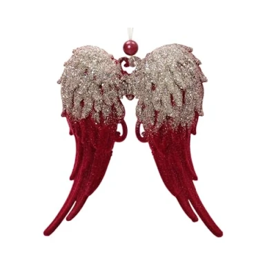 Abbildung von Kaemingk Christbaumschmuck, Christbaumschmuck Engelsflügel 14,5cm Kunststoff / Samt Weinrot