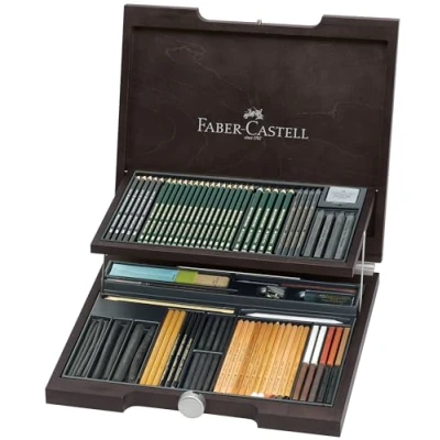 Abbildung von Faber Castell 112971 Pitt Monochrome Holzkoffer, 86 Teile