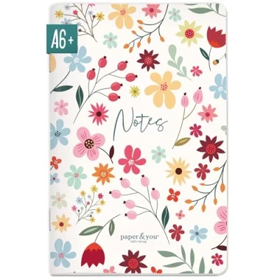 Abbildung von paper&amp;you® Notizheft A6+ dotted &quot;Wild Flower&quot; mit 64 Seiten, Notizbuch klein, Mini Bullet Journal nachhaltig &amp; klimafreundlich