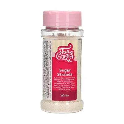 Abbildung von FunCakes Sugar Strands Weiß: Kuchenstreusel, guter Geschmack, perfekt zum Dekorieren von Kuchen, Cupcake Streusel. 80 g.