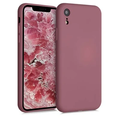 Abbildung von kwmobile Hülle kompatibel mit Apple iPhone XR gummierte TPU Silikon Handyhülle Schutzhülle für kabelloses Laden Case in Dark Rose