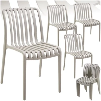 Abbildung von tectake® Gartenstühle stapelbar, Gartenmöbel Set, Balkon Möbel, Bistro Sessel, Outdoor Balkonmöbel, Terrassenmöbel Taupe, 4er Set