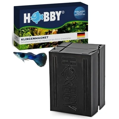 Abbildung von HOBBY Aquaristik Klingenmagnet I Algenmagnet bis 8mm Glasstärke Aquarienreiniger zur Algenentfernung mit Edelstahlklingen einfach zu bedienen und ohne Kratzgefahr Scheibenreiniger für Aquarien