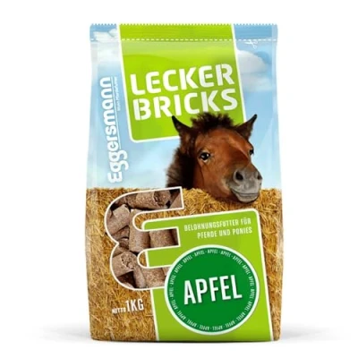 Abbildung von Eggersmann Mein Pferdefutter 1 kg Pferde Leckerlis Lecker Bricks für &amp; Ponys Natürlicher Apfel Geschmack Perfekt als Belohnung zwischendurch Höchste Qualität Zubehör