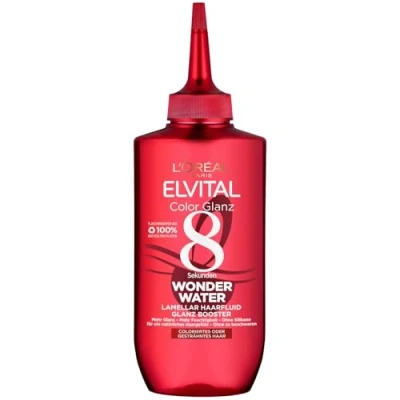 Abbildung von L&#039;Oréal Paris Elvital Haarkur für geschmeidiges Haar, Mit Acidic Pflegeformel ohne Einwirkzeit, Color Glanz 8 Sekunden Wonder Water Haarfluid, 1 x 200 ml
