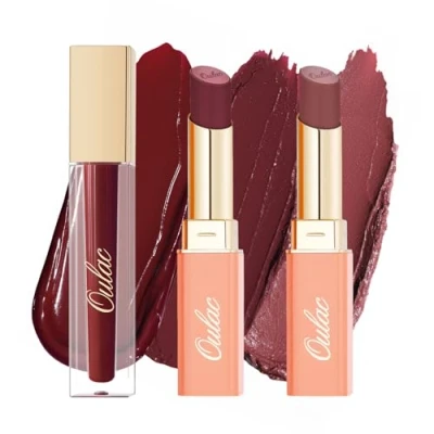 Abbildung von Oulac Lippenstift Set Matt &amp; Satin Finish, Flüssiger Matte Cremiger Pflegestift, Hochpigmentiert, Langzeithaltbar, Vegan (M18+SG08+SG13)