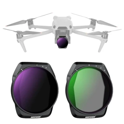 Abbildung von NEEWER Variabler ND Filter Set Kompatibel mit DJI Air 3S, 2er Pack ND2 32 (1 5 Stops)+ND64 512 (6 9 Stops) Variable Graufilter, Drohnen Zubehör schlank mehrfach beschichtetes optisches HD Glas, FL A88