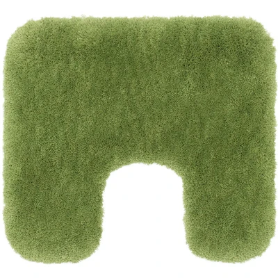 Abbildung von Gözze Deluxe Badteppich Mit Ausschnitt und extra hohem Flor, 100% Polyester (Mikrofaser), Antirutschbeschichtung, 50 x 45 cm Dunkelgrün
