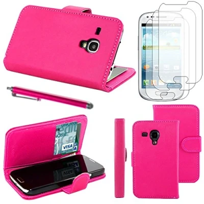Abbildung von ebestStar kompatibel mit Samsung Galaxy S3 Mini Hülle GT i8190, i8190N Wallet Case Handyhülle[PU Leder], Kartenfächern Standfunktion +Stift +3 Schutzfolies, Pink [Phone:121.6x63x9.9mm 4.0&quot;]