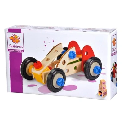 Abbildung von Eichhorn 100039016 Constructor Rennauto, 50 TLG., Holz Konstruktions Set, 3 Verschiedene Modellvarianten baubar, FSC 100% Zertifiziertes Buchenholz, Made in Germany