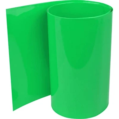 Abbildung von ISOLATECH PVC Schrumpfschlauch Meterware grün ohne Kleber Flachmaß 60mm (Ø38,2mm) 1 Meter Schrumpfverhältnis 2:1 Set zum Isolieren von 18650 Akku Batterien unbeschriftet (Ø38,2mm Meter)