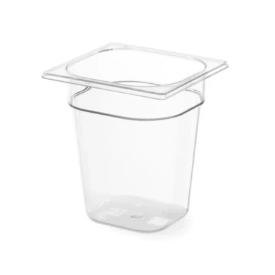 Abbildung von HENDI Gastronormbehälter, Temperaturbeständig von 40 bis 110C, Skalierung, Geruchs und geschmackneutral, 1L, Polycarbonat, GN 1/6, 176x162x(H)65mm, Transparent