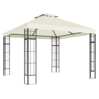 Abbildung von Outsunny Pavillon mit Doppeldach, ca. 3x3 m Wasserabweisend Stabil Winterfest Gartenpavillon UV Schutz Partyzelt aus Metall, für Garten, Terrasse, Cremeweiß