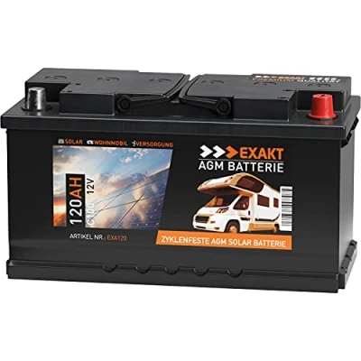 Abbildung von EXAKT AGM Batterie 120Ah 12V Solarbatterie Wohnmobilbatterie Bootsbatterie Photovoltaik Camping
