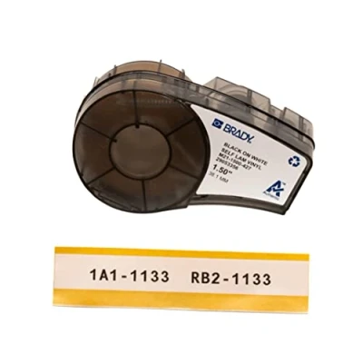 Abbildung von Brady, M21 1500 427, Vinyl selbstlaminierend, Schwarz auf WeißTransparent, 38,1mm x 4,26m, max. Kabeldurchmesser: 8,3mm, permanent, Endlos (110930), 38.10mm 4.30m