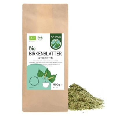 Abbildung von Birkenblättertee bio 500g von Alpi Nature, Loser Birkentee, Birkenblätter getrocknet und geschnitten zur Zubereitung Birken Tee, Tee Kräutertee