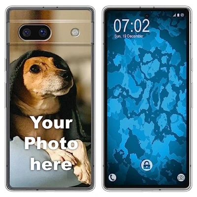Abbildung von PhoneNatic personalisierte Handyhülle für Google Pixel 7a Custom Case in Clear zum selbst gestalten mit eigenem Foto Bild Text individuell