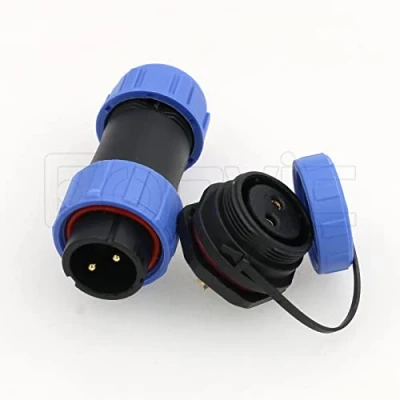 Abbildung von Eonvic HE21 2 Pin Luftfahrt Anschluss Panel Mount Luftfahrtstecker Steckdose Buchse Wasserdicht IP68 Stecker für Industriegeräte Stromsignal