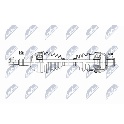 Abbildung von NTY NPW PL 165 Antriebswelle Vorderachse rechts 590mm F23 Schaltgetriebe 5 Gang OPEL: Vectra C Caravan, CC, Signum CC