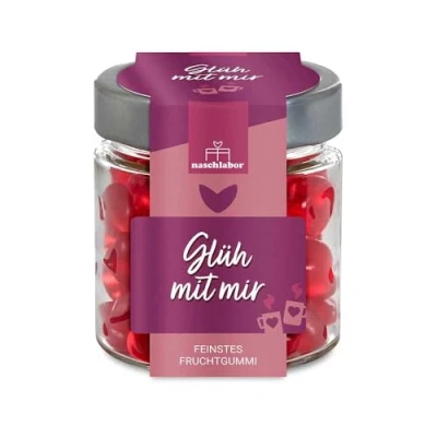 Abbildung von Glüh mit mir im Geschenkglas 120g Das perfekte Geschenk zu Weihnachten für Freunde, Familie, Kollegen Glühwein Fruchtgummis Glas alkoholfrei oder Nikolaus