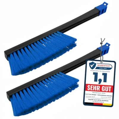 Abbildung von [ 2 Stück ] Schneebesen Auto Besen Winter Murska Schnee lackschonend Schneebürste Schneefeger Feger Bürste (2x L&amp;P A059 Schwarz Blau)