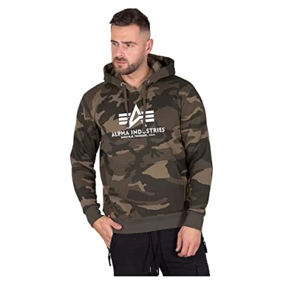 Abbildung von Alpha Industries camo Kapuzenpullover Olive camo, Herren, Größe: XS,