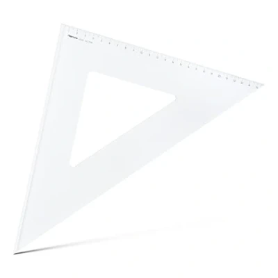 Abbildung von Aristo AR4526F Dreieck 45 mit Facette (Kathete 260mm, Hypotenuse 368mm, abriebfeste Tiefprägung der Teilung, Plexiglas) transparent