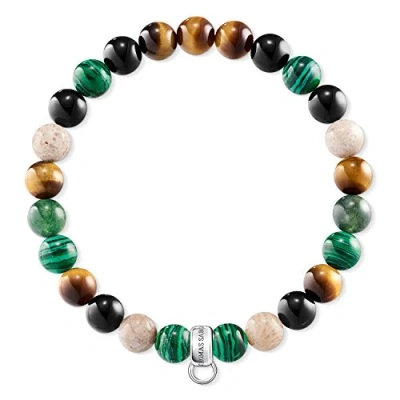 Abbildung von Thomas Sabo Damen Armband 925 Silber Jasper weiß Ovalschliff Tigerauge Heliotrop 15.5 cm X0217 947 7 L15,5
