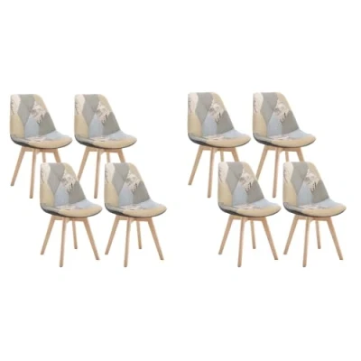 Abbildung von WOLTU 8 x Esszimmerstühle 8er Set Esszimmerstuhl Design Stuhl Küchenstuhl Holz Leinen Grau+Khaki BH29pw