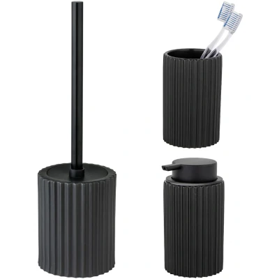 Abbildung von SCHÖNER WOHNEN Kollektion Badaccessoire Set &quot;&quot;Soliera&quot;&quot;, (Set, 3 tlg.), Zahnputzbecher, Seifenspender &amp; WC Garnitur, Keramik, Rillenstruktur