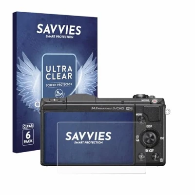 Abbildung von Savvies 6 Stück Schutzfolie für Sony Alpha 5100 (DSLR A5100) Displayschutz Folie Ultra Transparent
