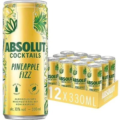 Abbildung von Absolut Cocktails Pineapple Fizz, Ready to Drink Mixgetränk mit Ananas Geschmack, trinkfertiger Cocktail, alkoholhaltiges Mischgetränk, 12 x 330 ml
