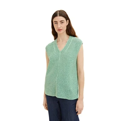 Abbildung von TOM Tailor IN Melangeoptik Top, Damen, Größe: 34, Vivid leaf green melange