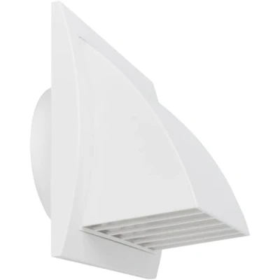 Abbildung von 10 cm Ablufthaube mit Regenschutz, Weiß, für Innen und Außenbereich, HVAC Abluftkanal, 153 x 148 mm, Auspuffkappe (Ø100 Weiß)