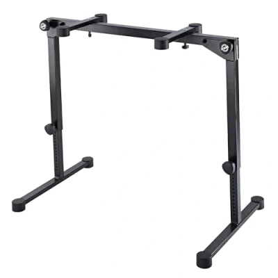 Abbildung von K&amp;M 18820 Keyboardtisch Omega Pro Schwarz aus Stahl mit 4 Kabelklemmen flaches Packmaß erweiterbar inkl. Tragegurt