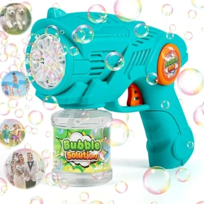 Abbildung von ZWOOS Seifenblasenpistole Elektrische, Seifenblasenmaschine Kinder mit 110ml Seifenblasenlösung, Bubble Pistole aufladbar, Gun für Geburtstag/Party/Hochzeit(Blau)
