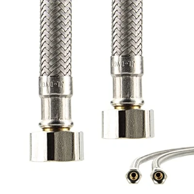 Abbildung von tecuro Flexibler Anschluss Verbindungsschlauch Edelstahl 2000 mm 3/8 Zoll ÜWM Sanitär Panzerschlauch HDPE innere Umflechtung, Trinkwasser geeignet