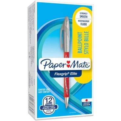 Abbildung von Paper Mate Flexgrip Elite Druckkugelschreiber mittlere Spitze (1,4 mm) rot 12er Box