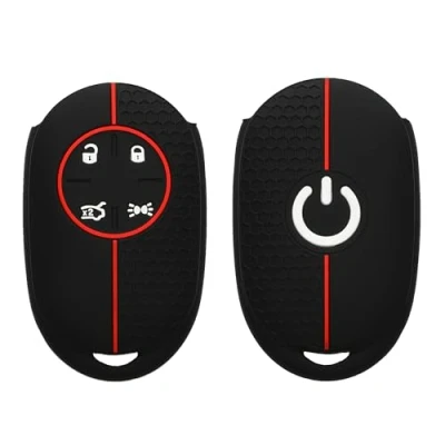 Abbildung von kwmobile Schlüsseltasche Autoschlüssel Silikon Hülle für Fiat 500E 4 Tasten (1 tlg), Schlüsselhülle aus in Schwarz Rot